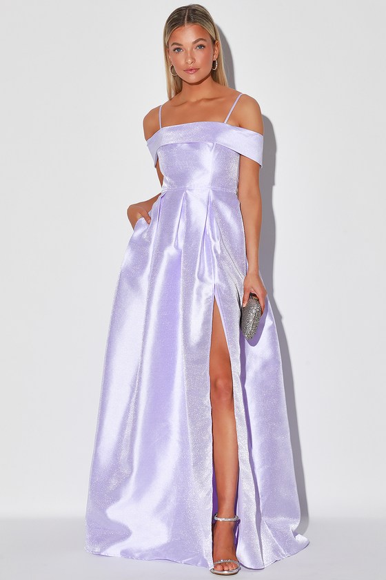 Chic Lilac Dress - Cold-Shoulder Dress ...